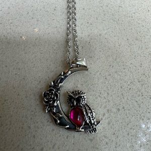 Owl on moon necklace